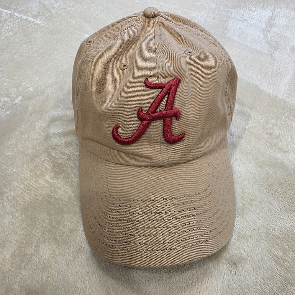 Alabama Crimson Tide Hat Cap 47 Brand Clean Up Khaki Tan Strapback Script A NCAA